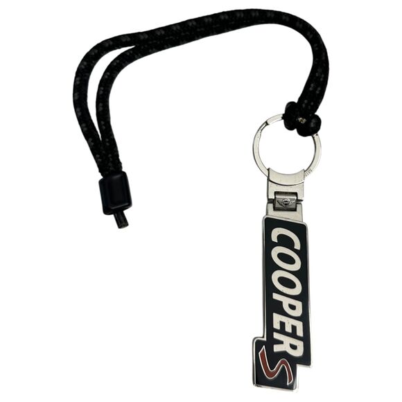 Mini Cooper S Metal Silver Corded Keychain Dealer - Picture 1 of 2